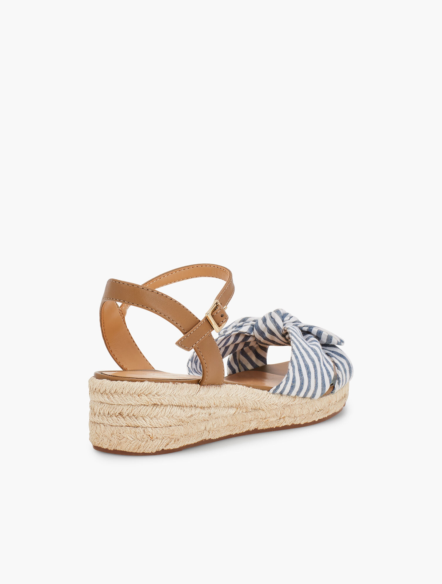 Pamela Knotted Espadrille Wedges - Seersucker