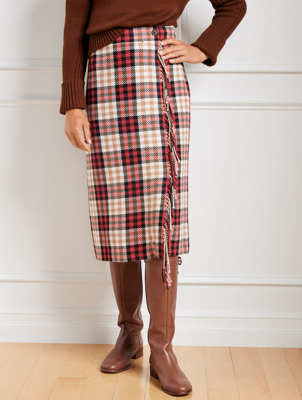Fringe Wrap Skirt - Amazing Plaid