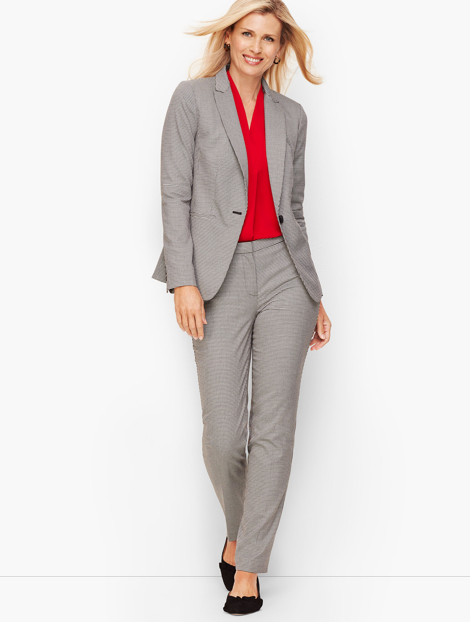 Square Houndstooth One-Button Blazer