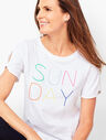Embroidered &quot;Sunday&quot; Tee
