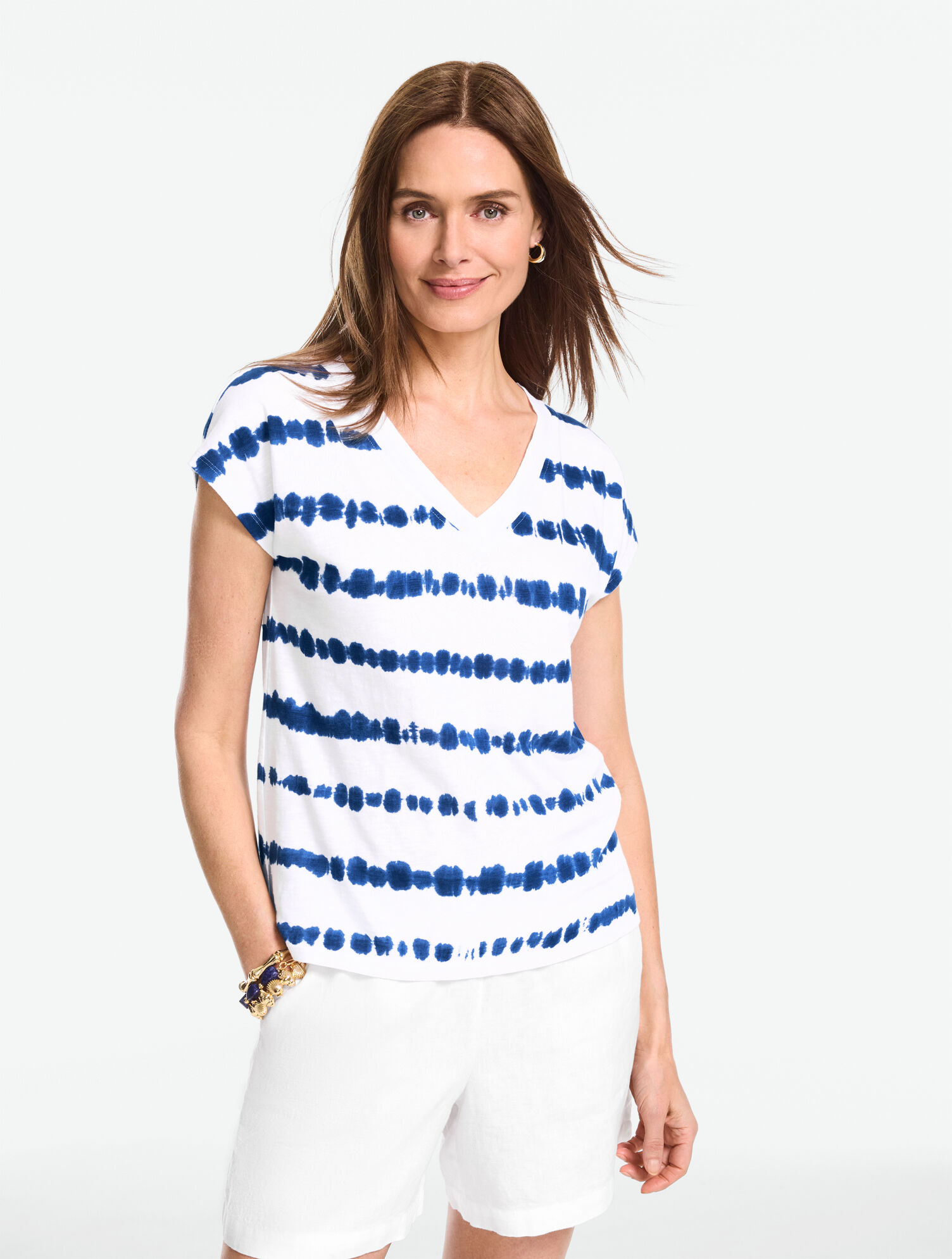 Dolman Sleeve V- Neck Tee - Tie-Dye