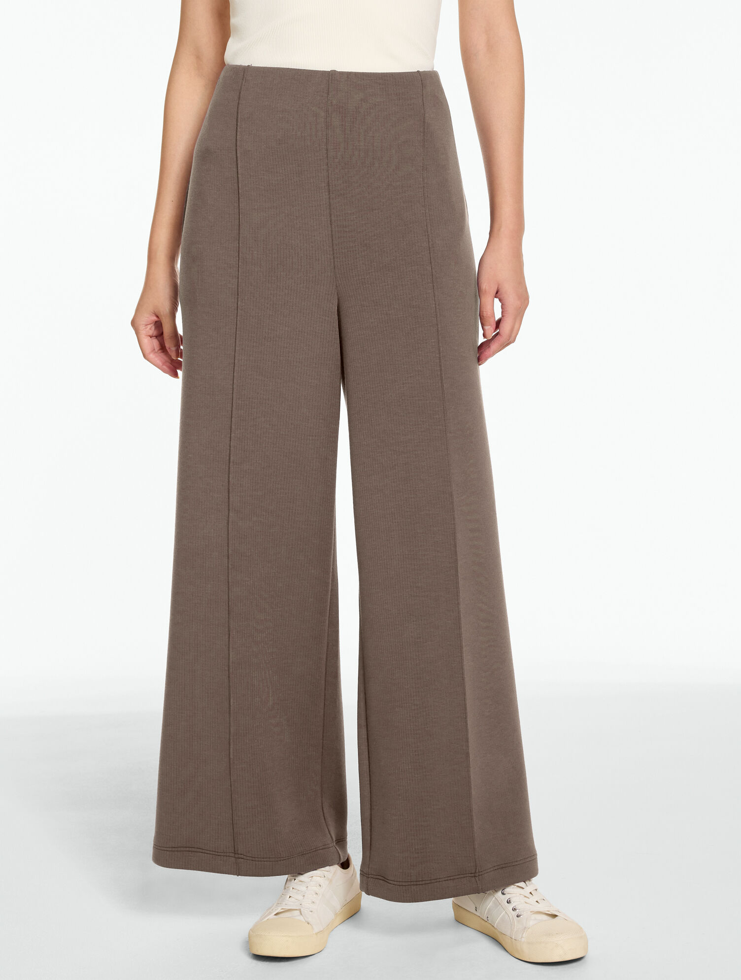 AirKnit Stretch Ribbed High Waist Wide Leg Pants