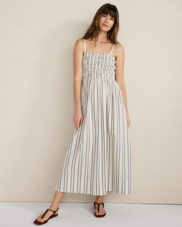 Organic Cotton Poplin Smocked Midi Dress