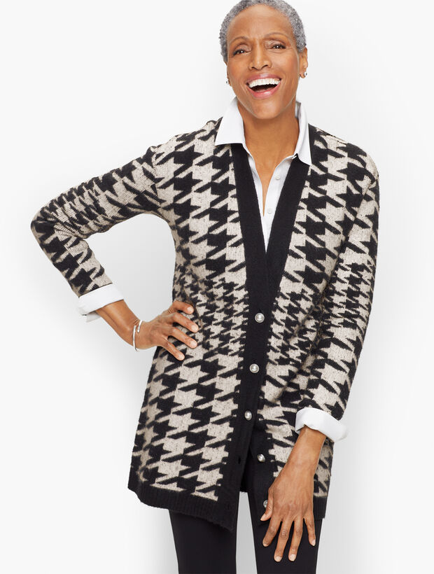 Houndstooth Jacquard Cardigan 