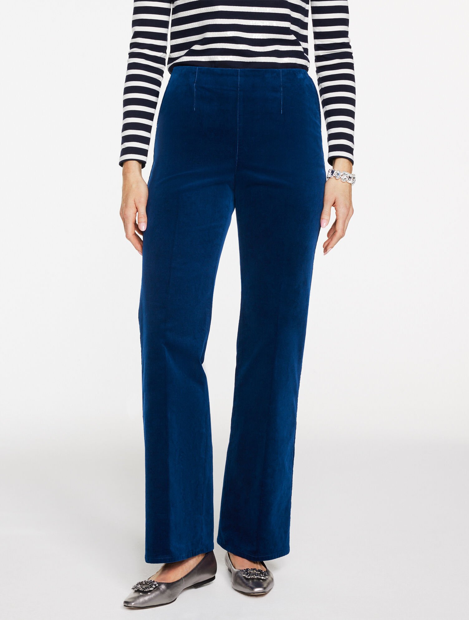 Trouser Leg Corduroy Pull-On Pants