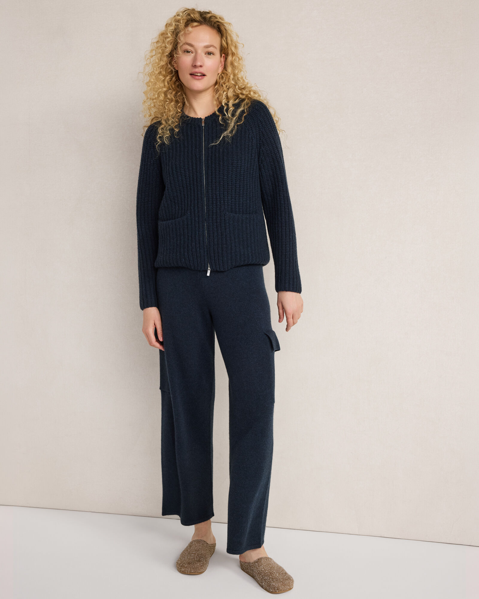 Cashmere Wide Leg Cargo Pants