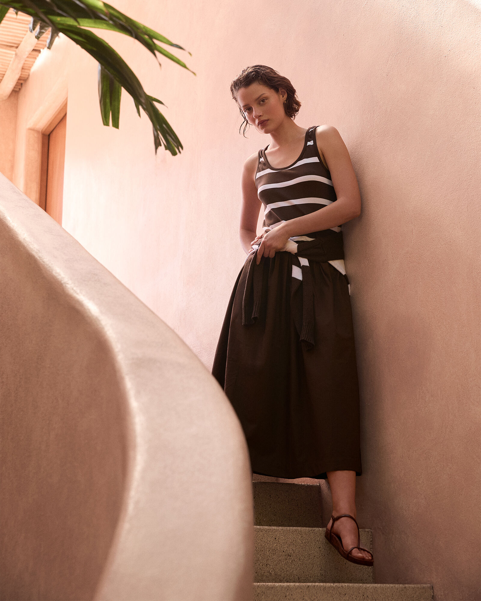 Organic Cotton Stripe Midi Dress
