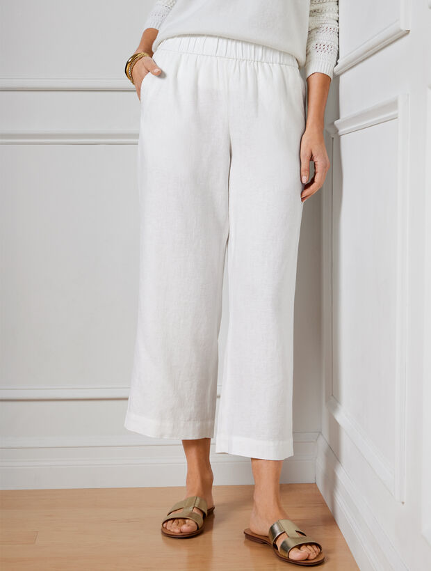Talbots Nantucket Washed Linen Wide Leg Crop Pants