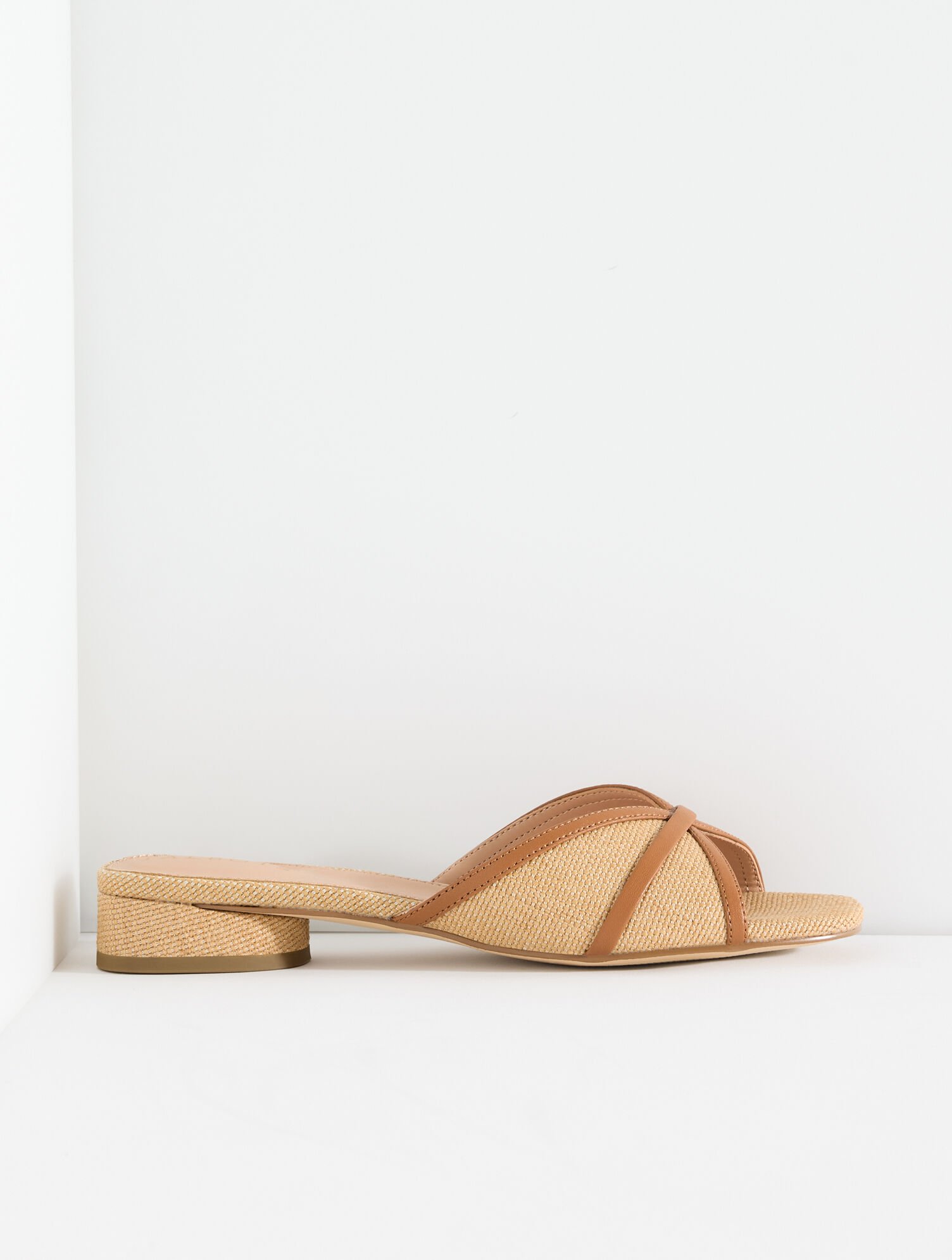 Val Block Heel Slides - Woven Straw