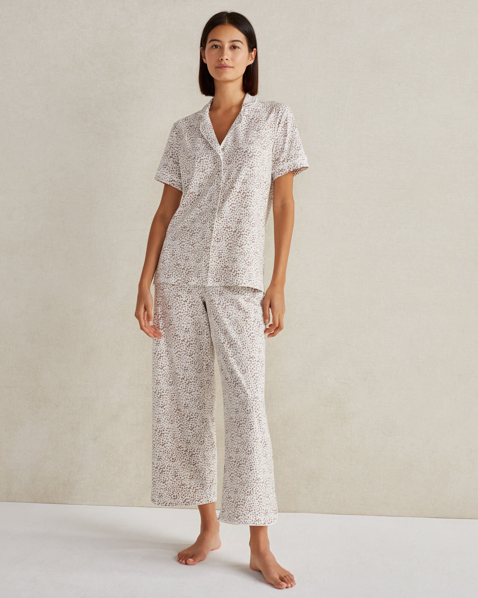 Organic Cotton Jersey Animal Print Cropped Sleep Pants Haven