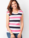Cap-Sleeve Sweater - Wide Stripe