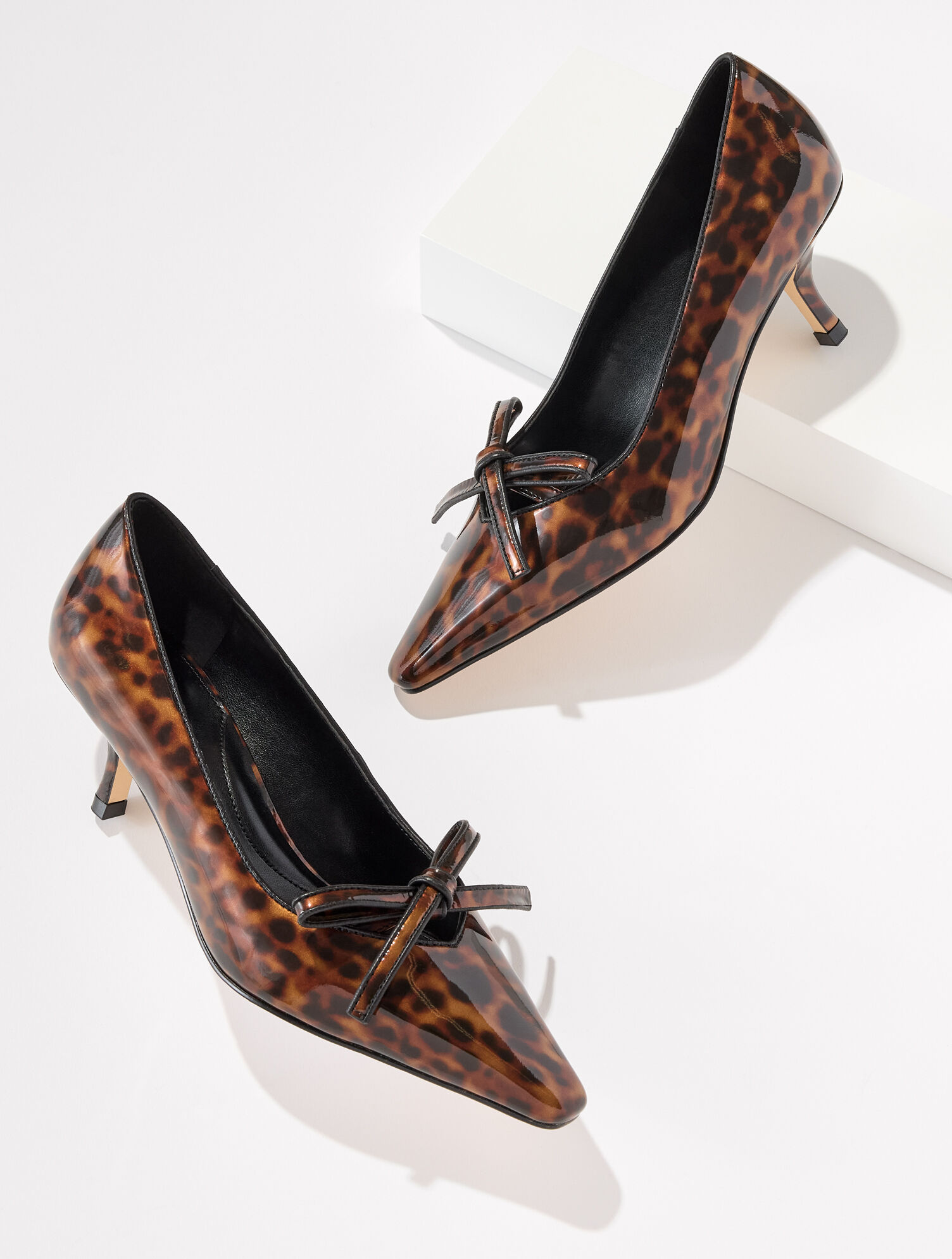 Maren Kitten Heel Pumps - Tortoiseshell Patent