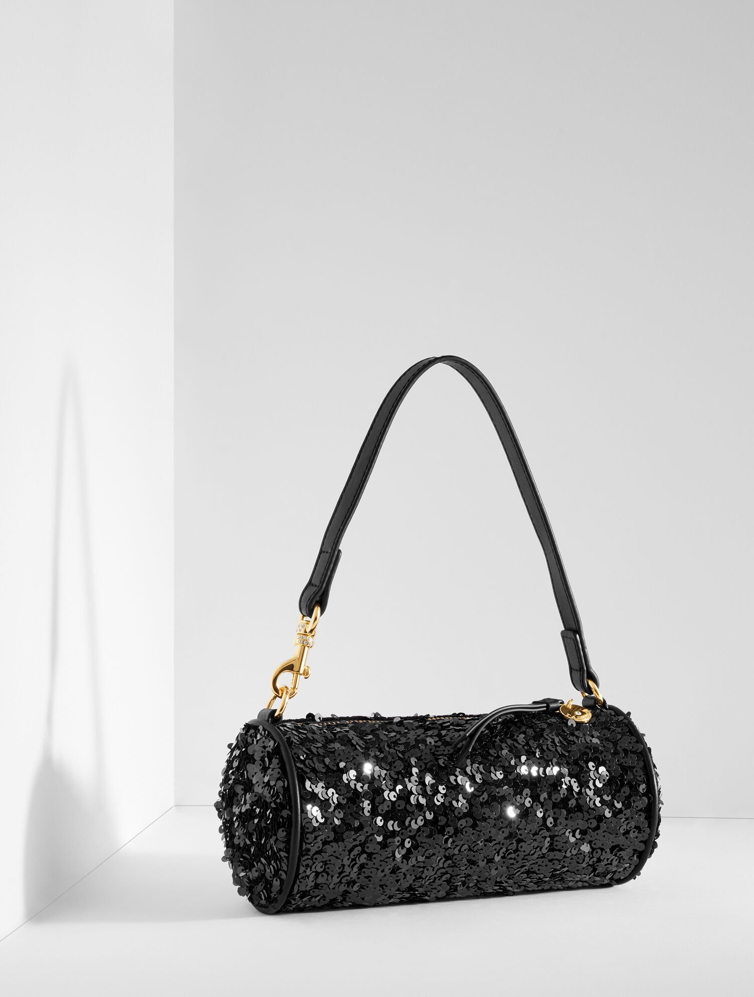 Sequin Velvet Barrel Shoulder Bag