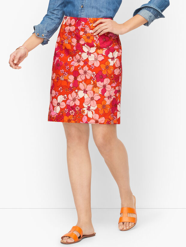 Tossed Flowers Canvas A-Line Skirt