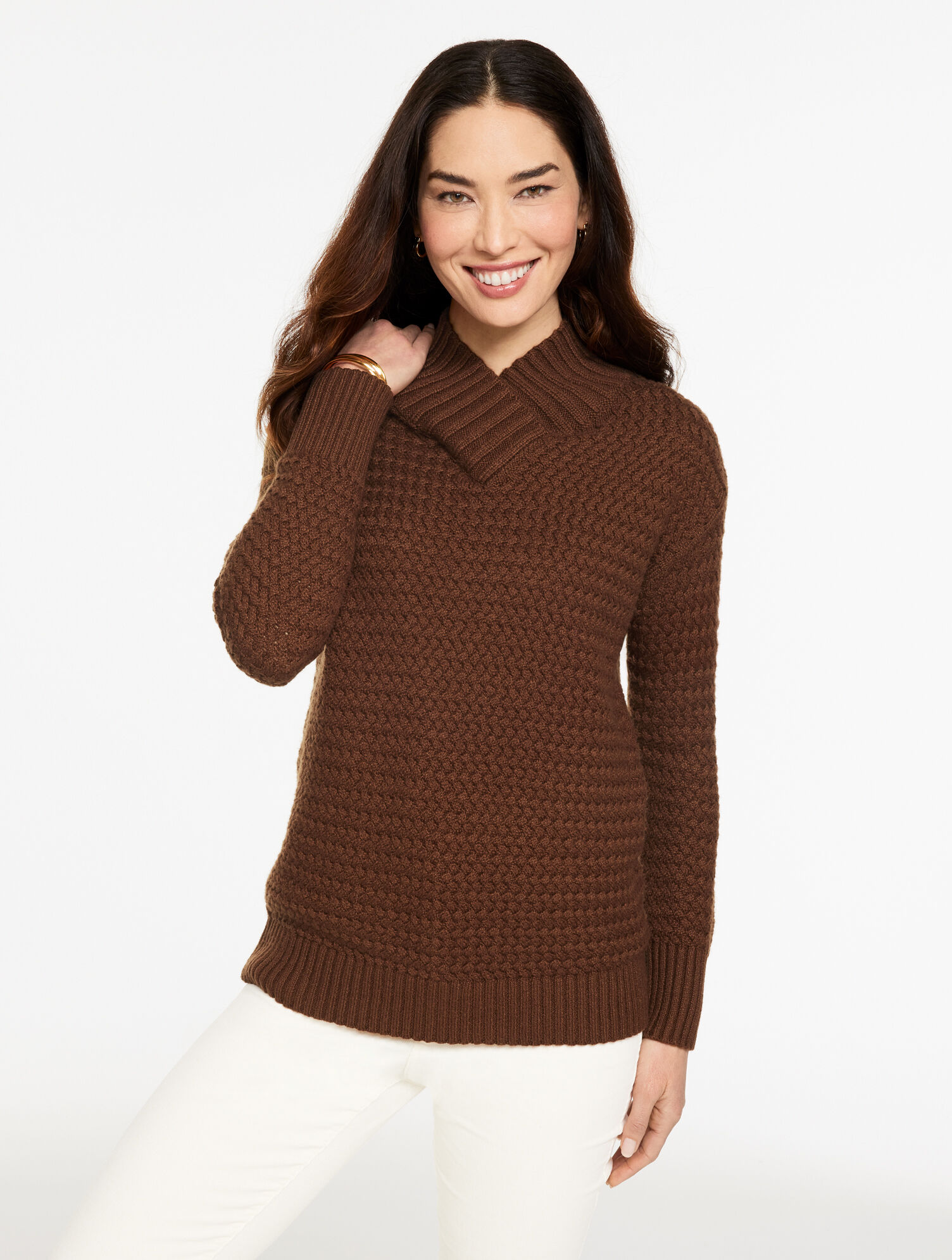 Textured V-Neck Pullover