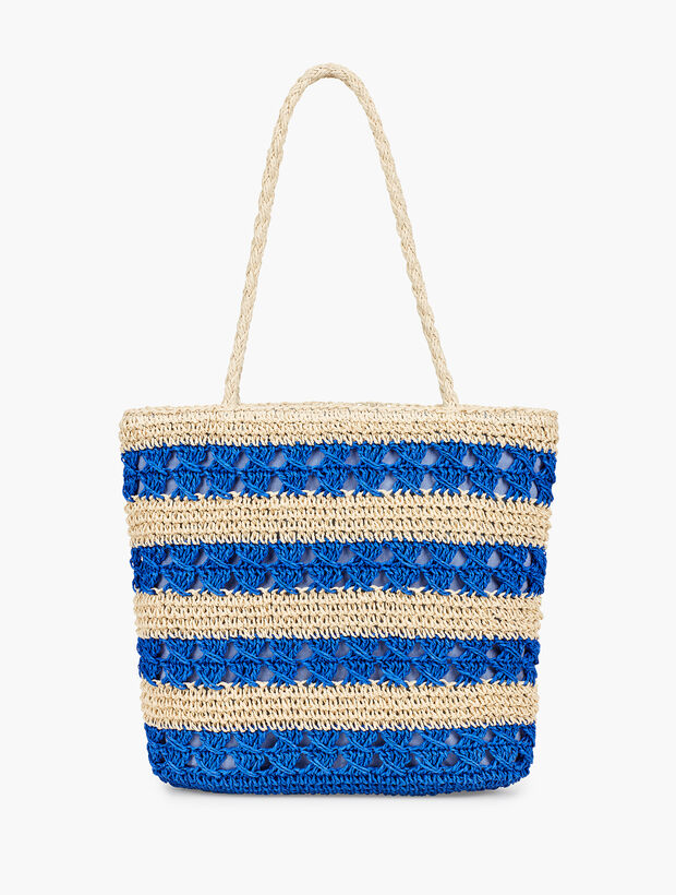 Straw Getaway Tote - Blue Stripe