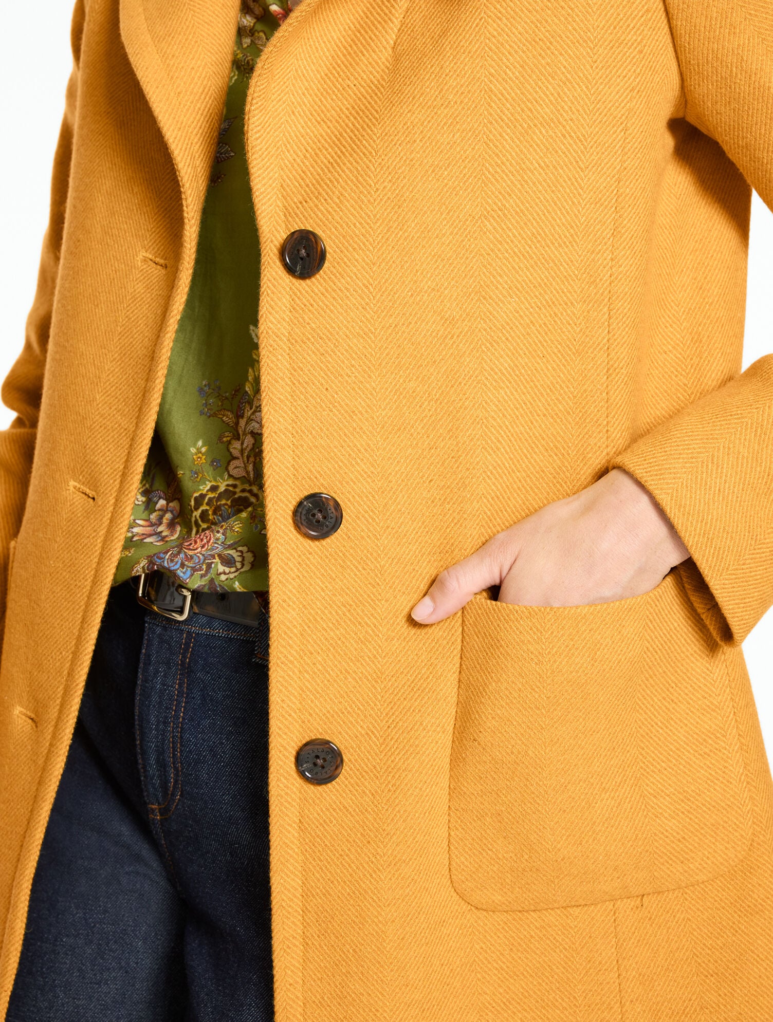 Herringbone Wool Blend Coat - thumbnail 4