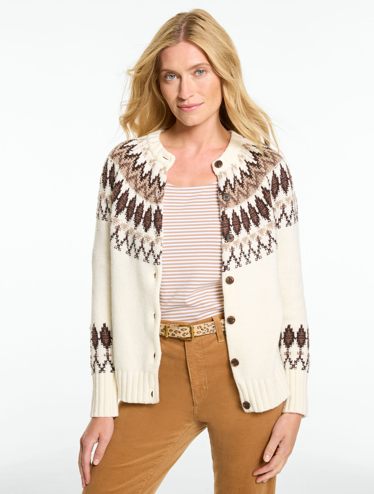 Crewneck Cardigan - Fair Isle