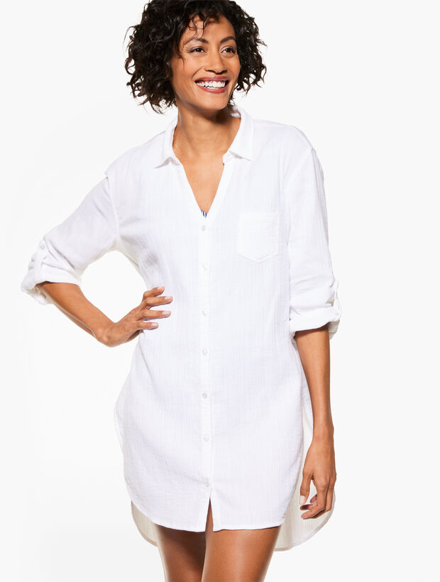 Miraclesuit® Crinkle Gauze Beach Shirt Talbots