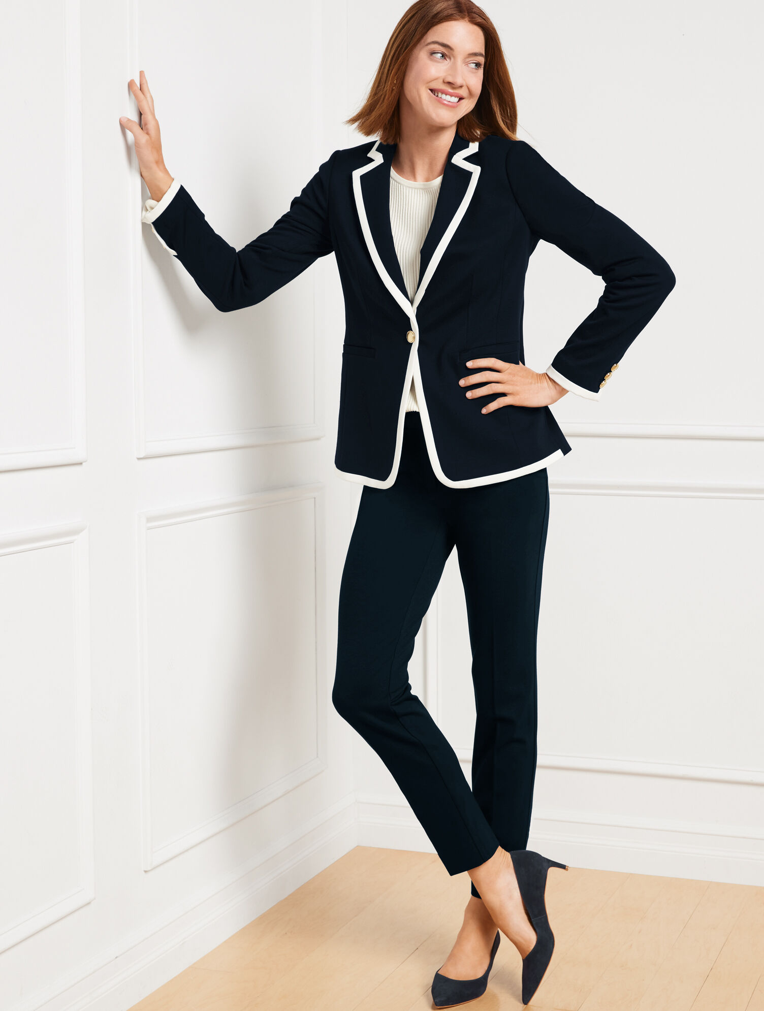 Luxe Italian Knit Banded Blazer | Talbots