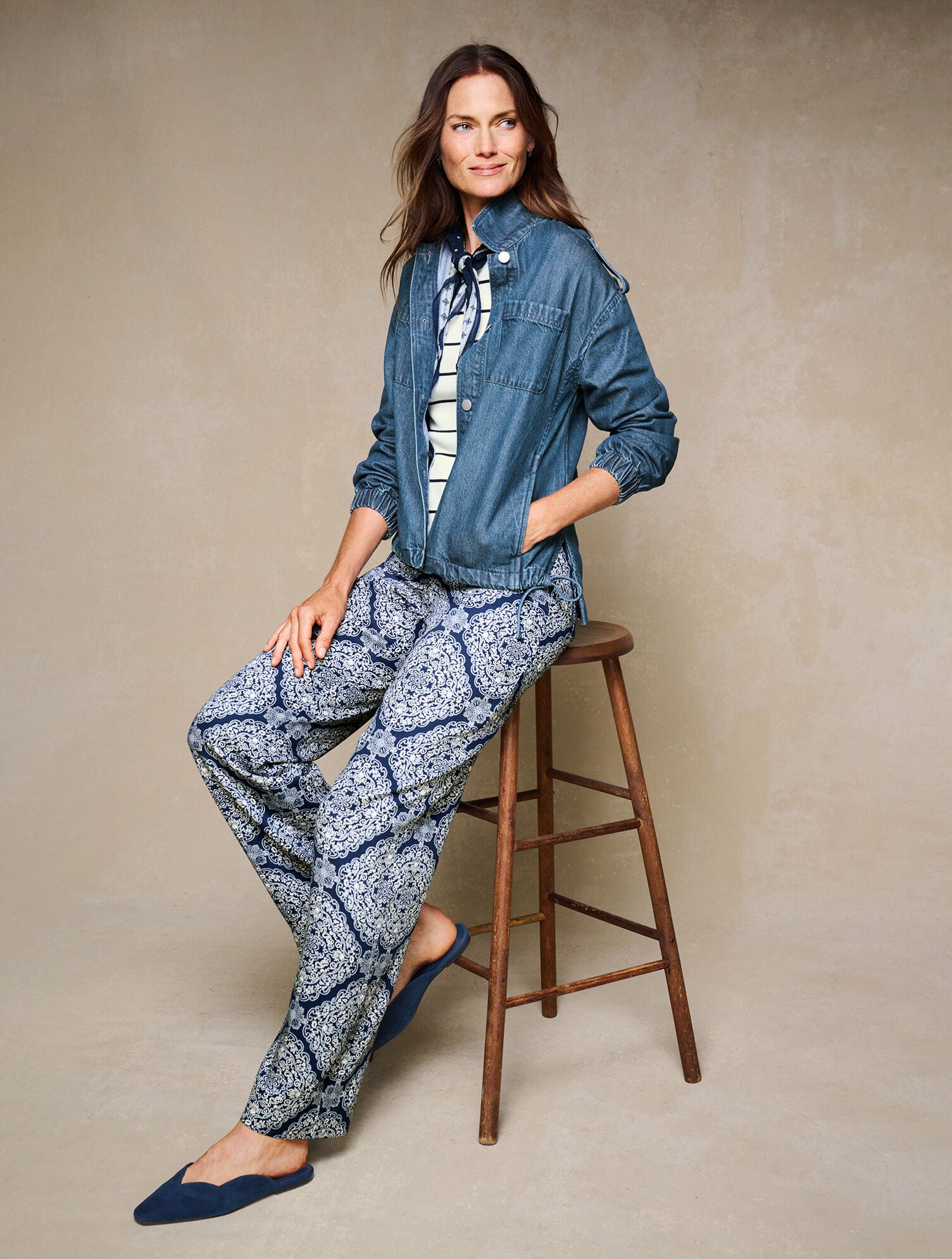 Twill Straight Leg Pants - Luxe Bandana | Talbots