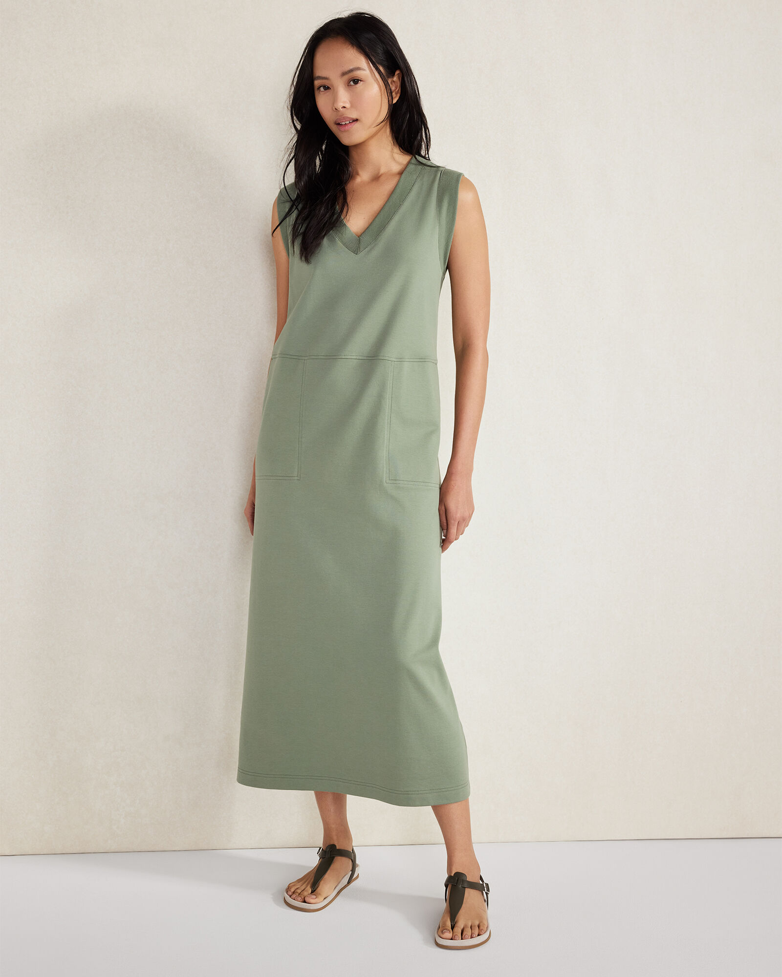 Organic Cotton Interlock V-Neck Dress