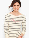 &#39;Bonjour&#39; Breton Stripe Sweater