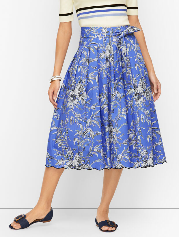 Scalloped Fit &amp; Flare Skirt - Etched Toile