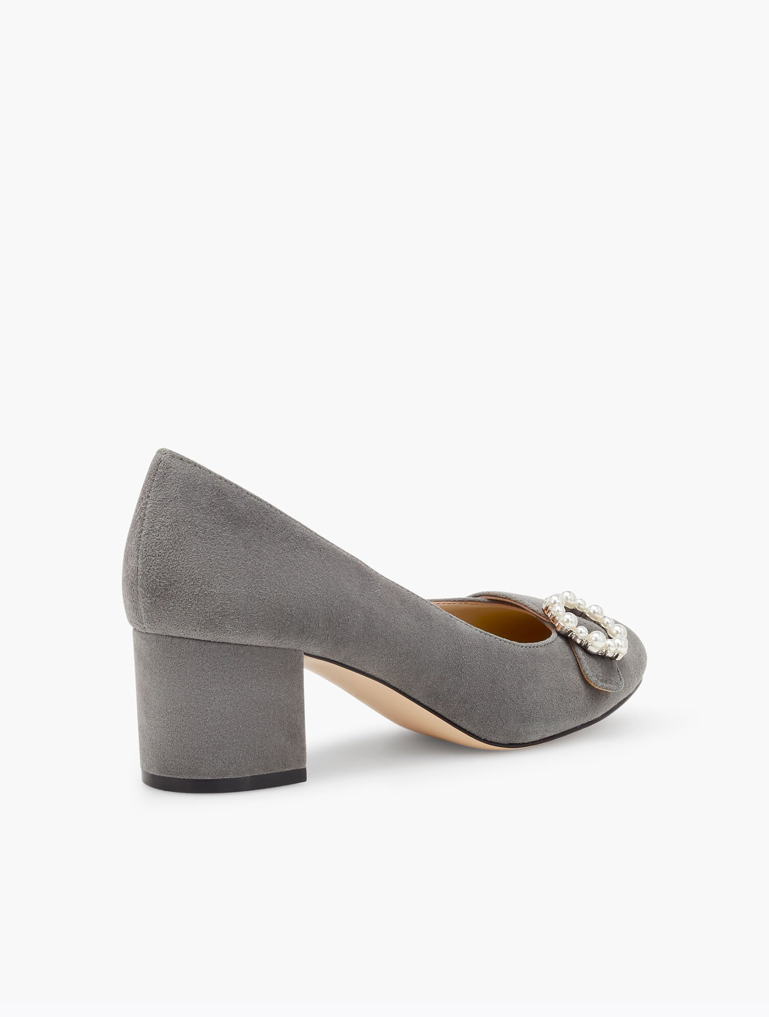 Isa Block Heel Pumps - Pearl Buckle