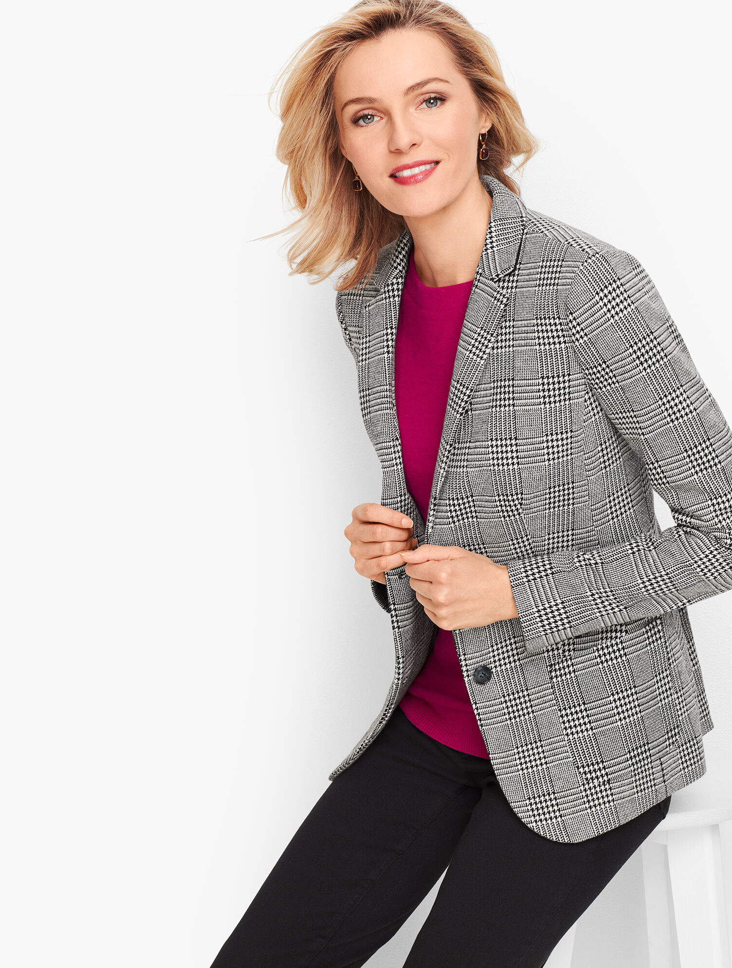Aberdeen Knit Blazer - Glen Plaid Ponte