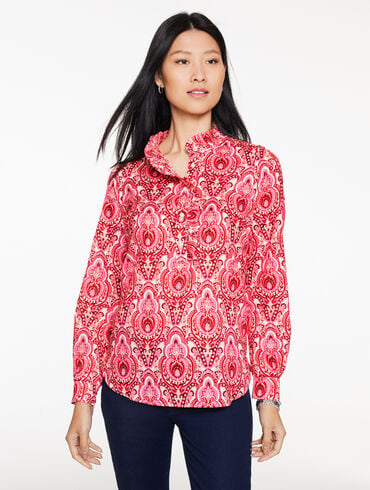 Metallic Ruffle Popover - Joyful Damask