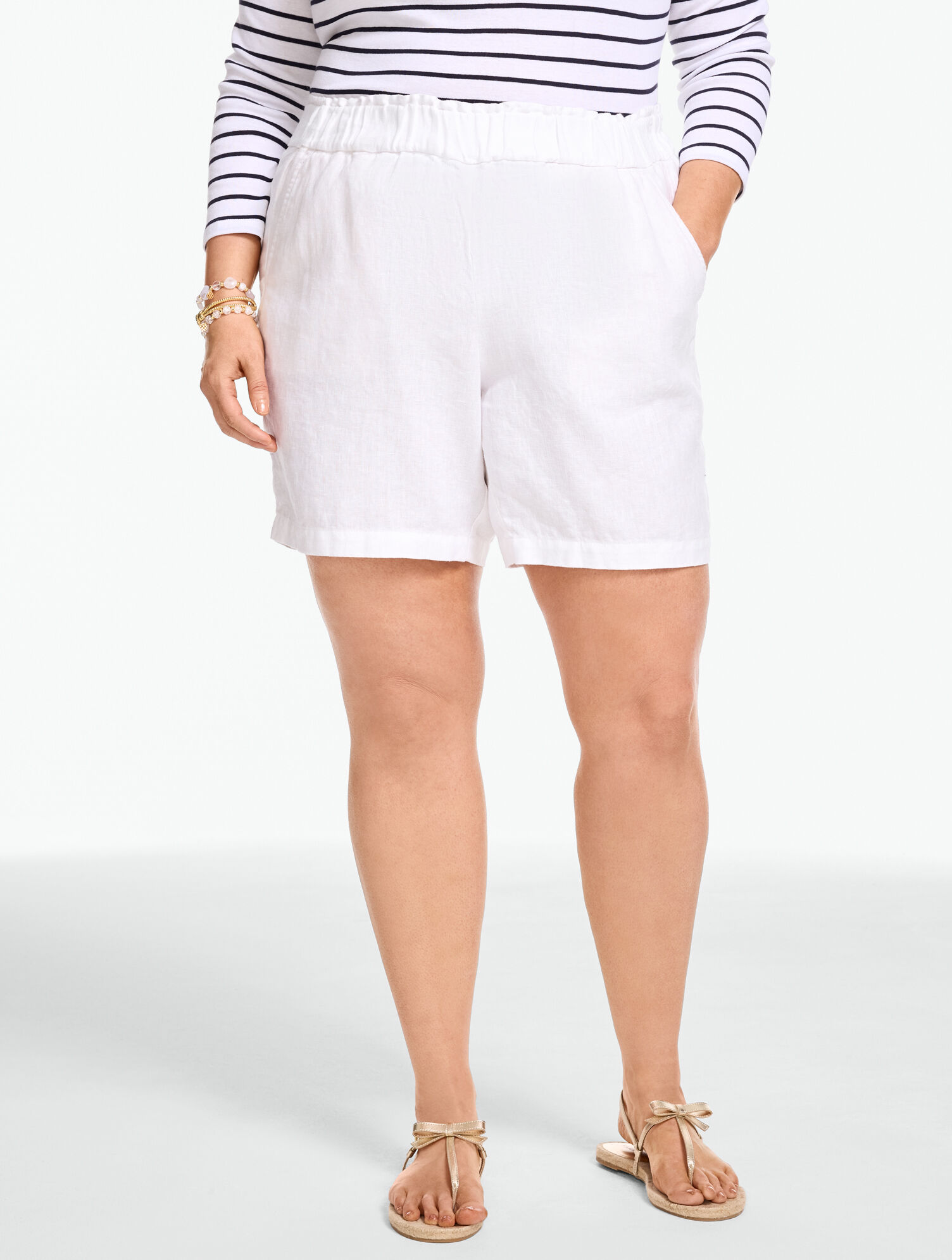 Washed Linen Pull-On Shorts