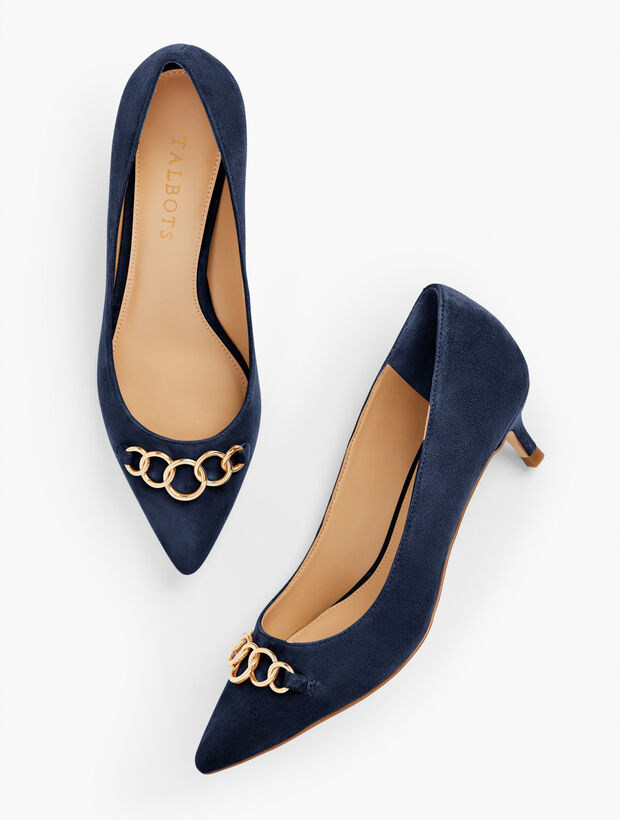 Sylvie Suede Kitten Heel Pumps