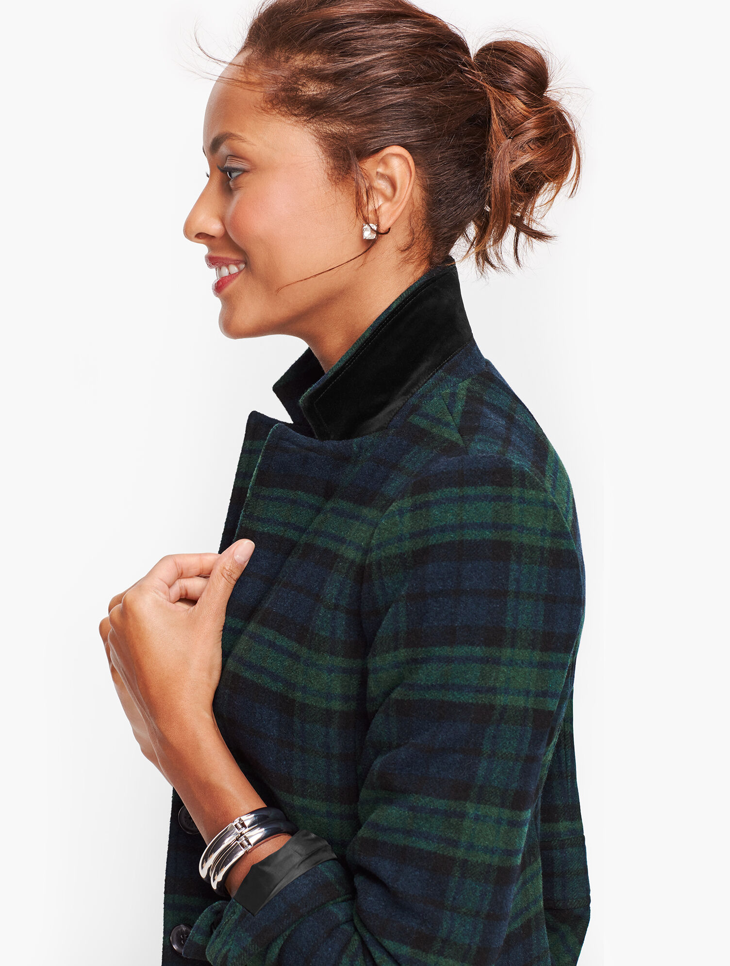 ジャケット・アウター WASHERLINEN BAL COLLAR COAT(BLACK WATCH) ジャケット・アウター WASHERLINEN BAL COLLAR COAT(BLACK WATCH