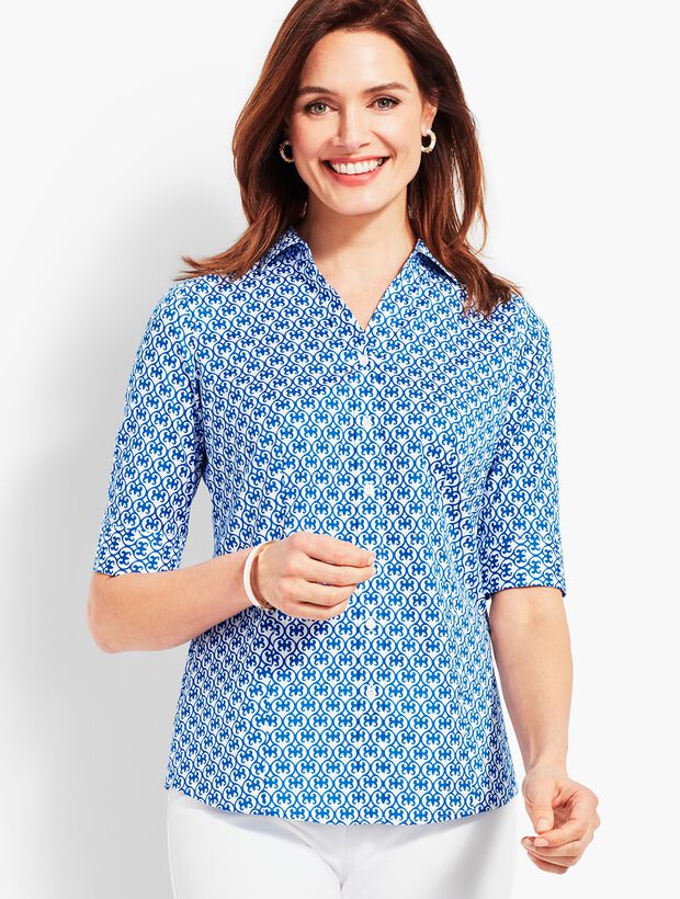 Scrolling Heart Elbow-Sleeve Shirt Talbots