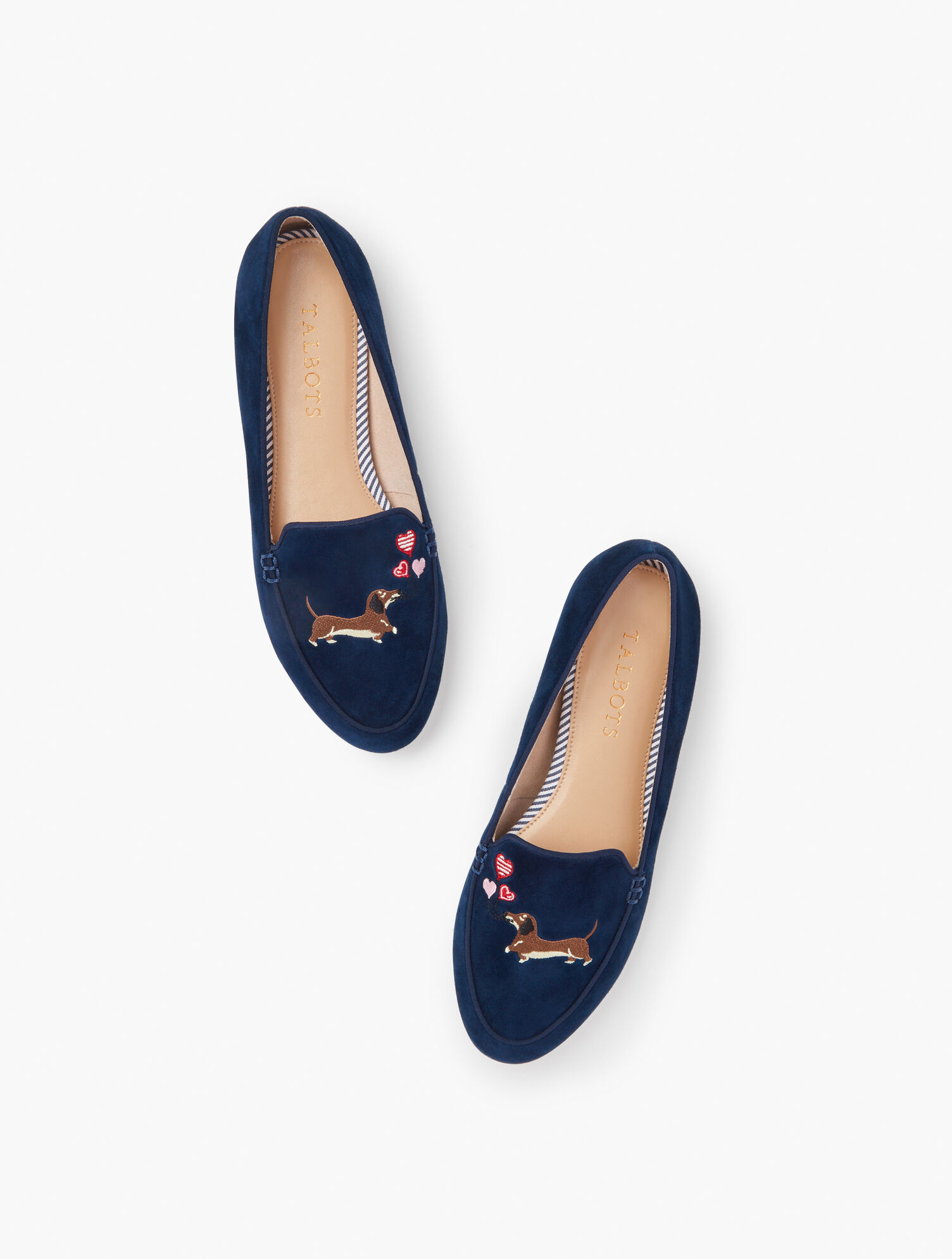 Ryan Suede Embroidered Dog Loafers Talbots