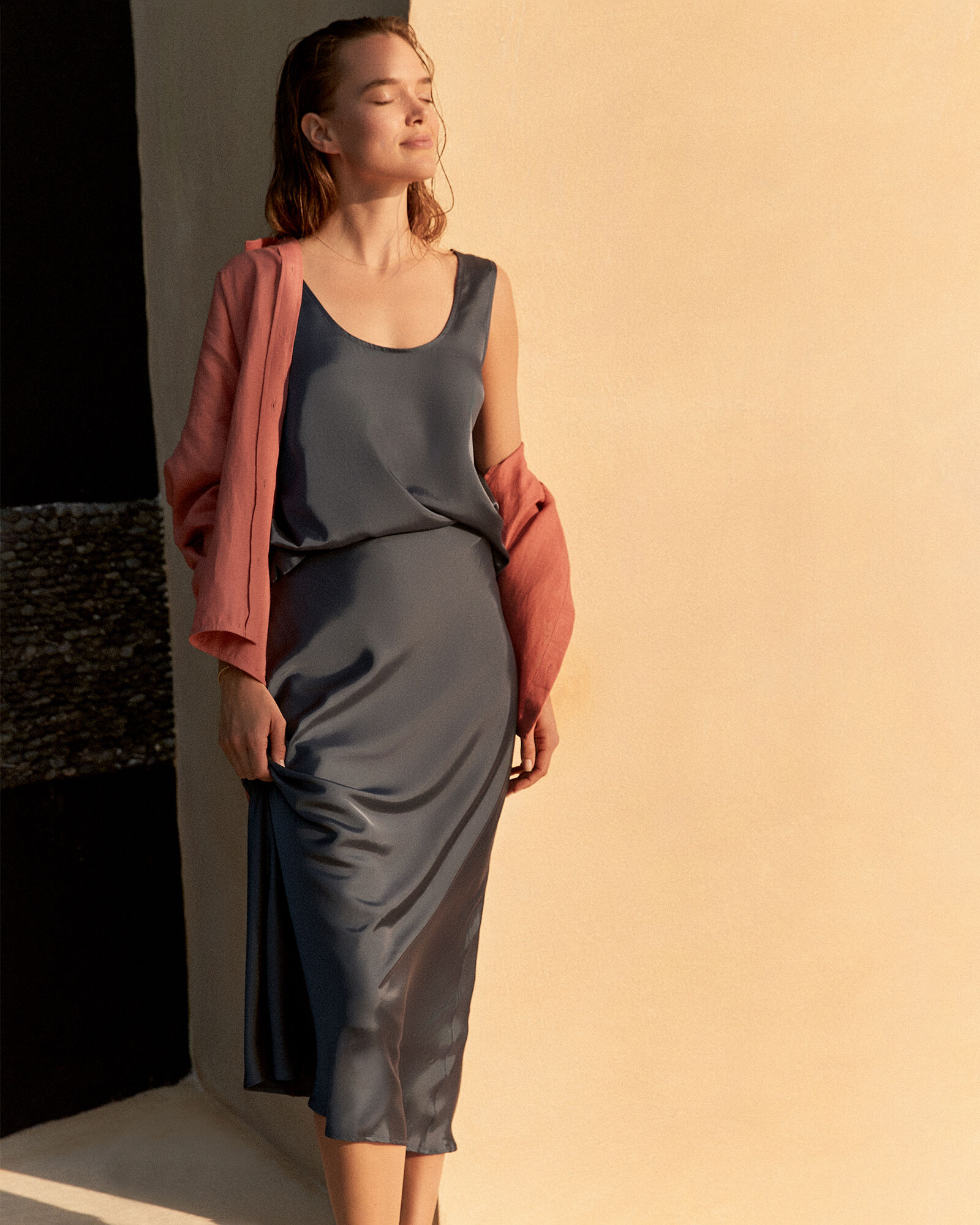 Silky Midi Skirt