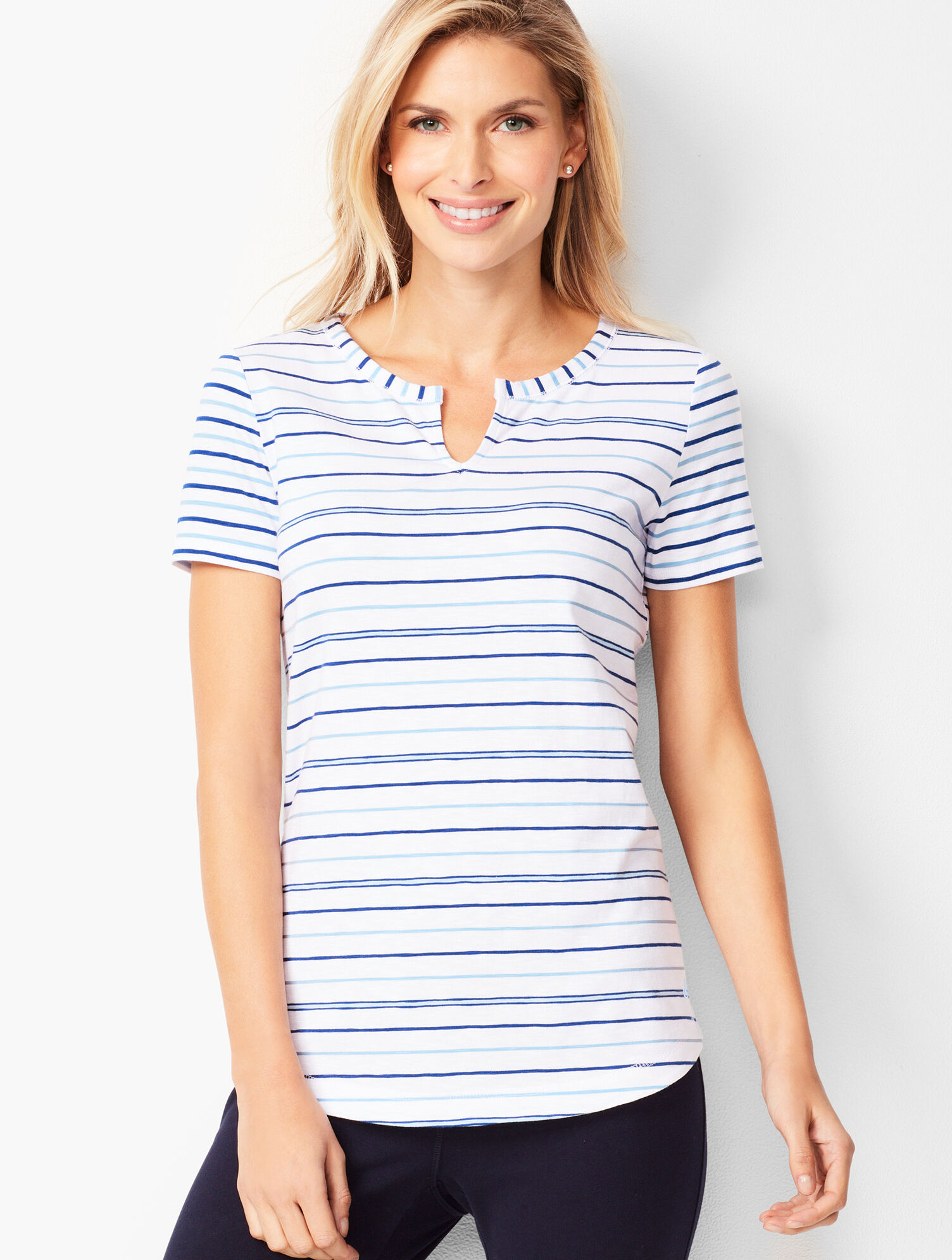 talbots split neck tee