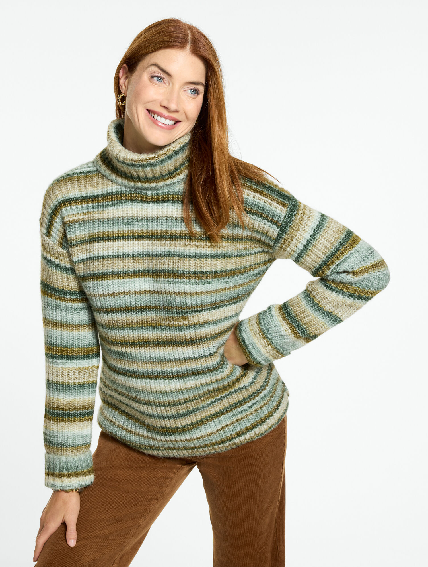 Cable Knit Turtleneck Sweater - Space Dyed