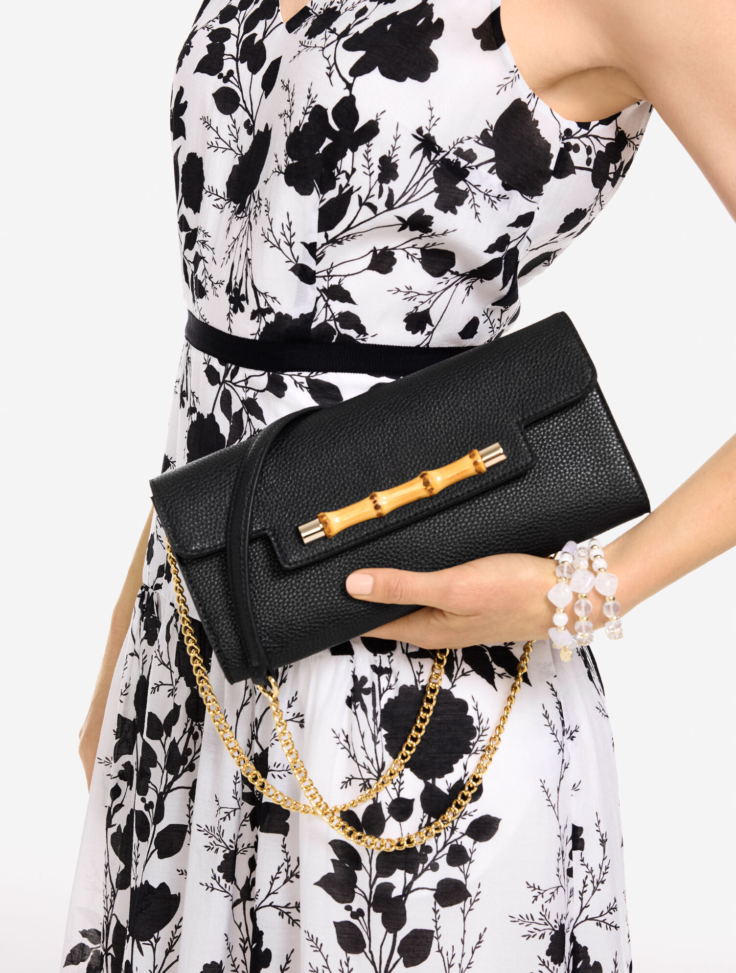 Pebble Leather Bamboo Clutch