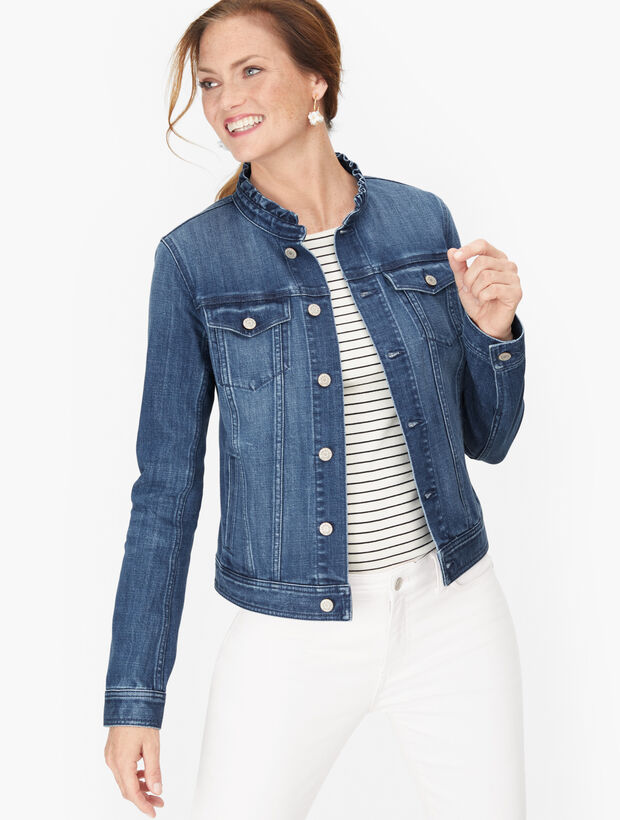 Feminine Collar Jean Jacket - Karissa Wash