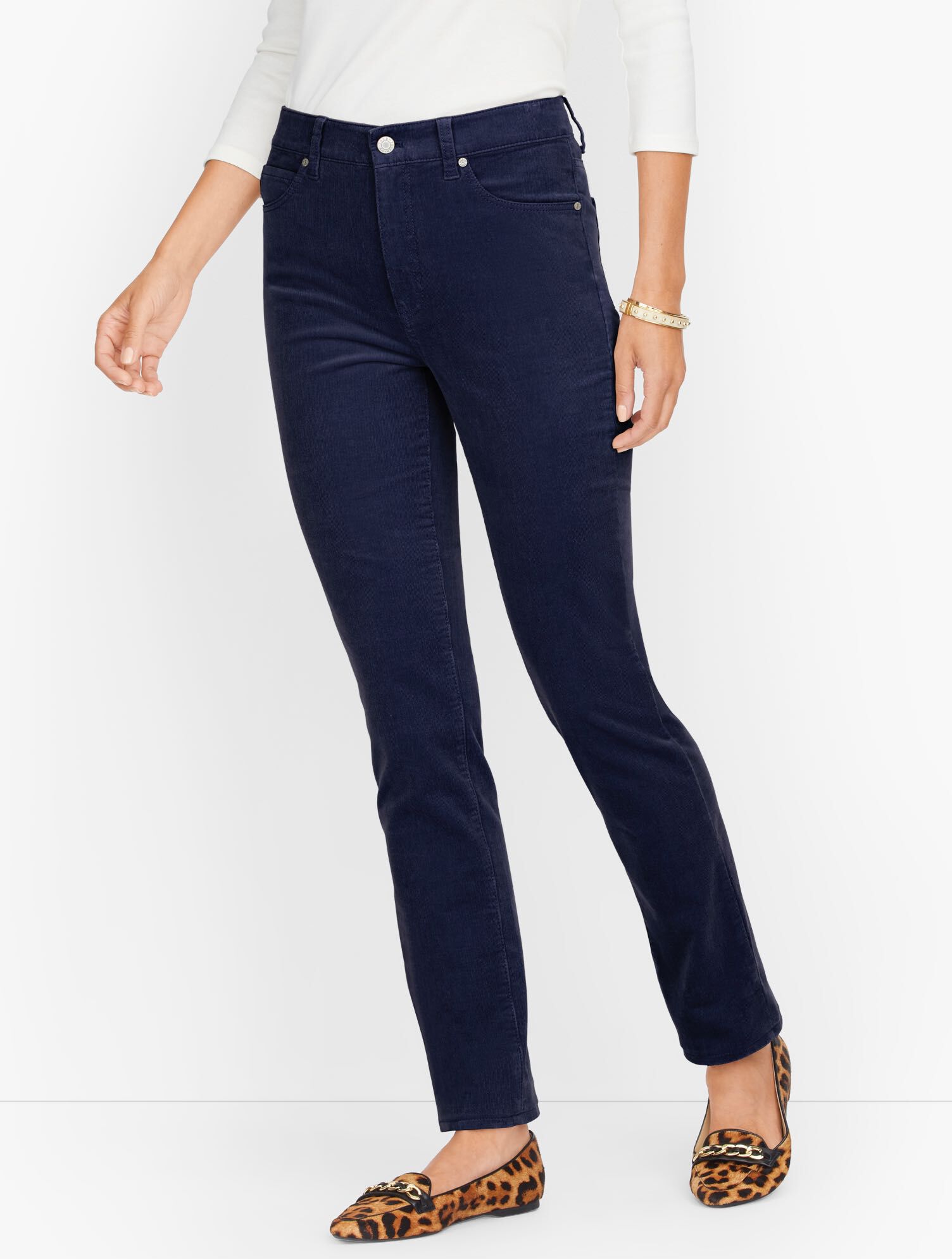 Stretch Corduroy Straight Leg Pants - Curvy Fit