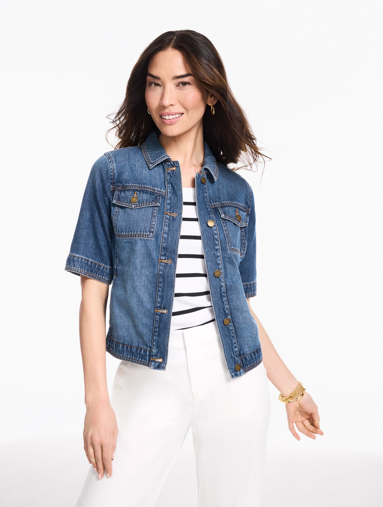 Short Sleeve Jean Jacket - Medium Wash