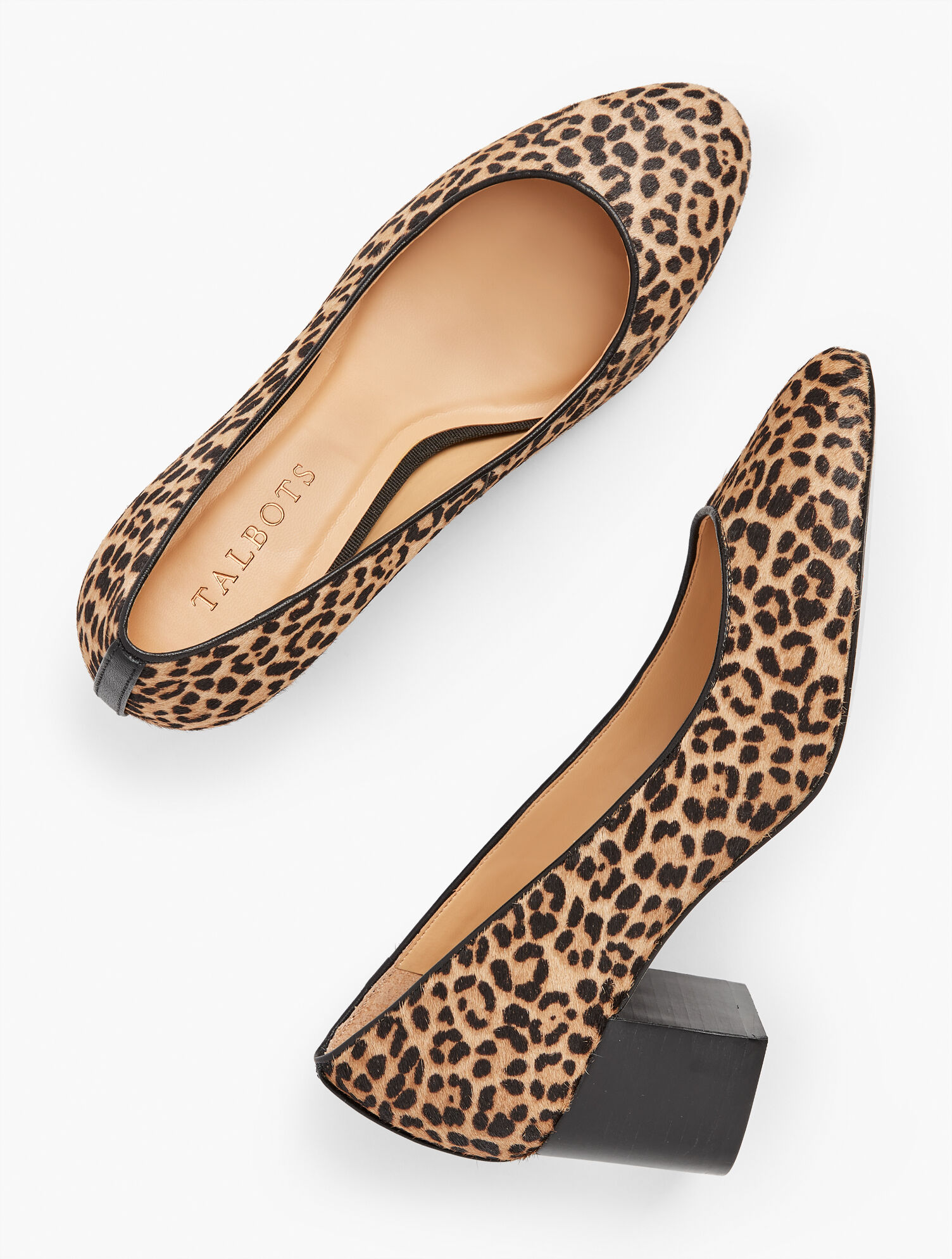Isa Leopard Calf Hair Block Heel Pumps