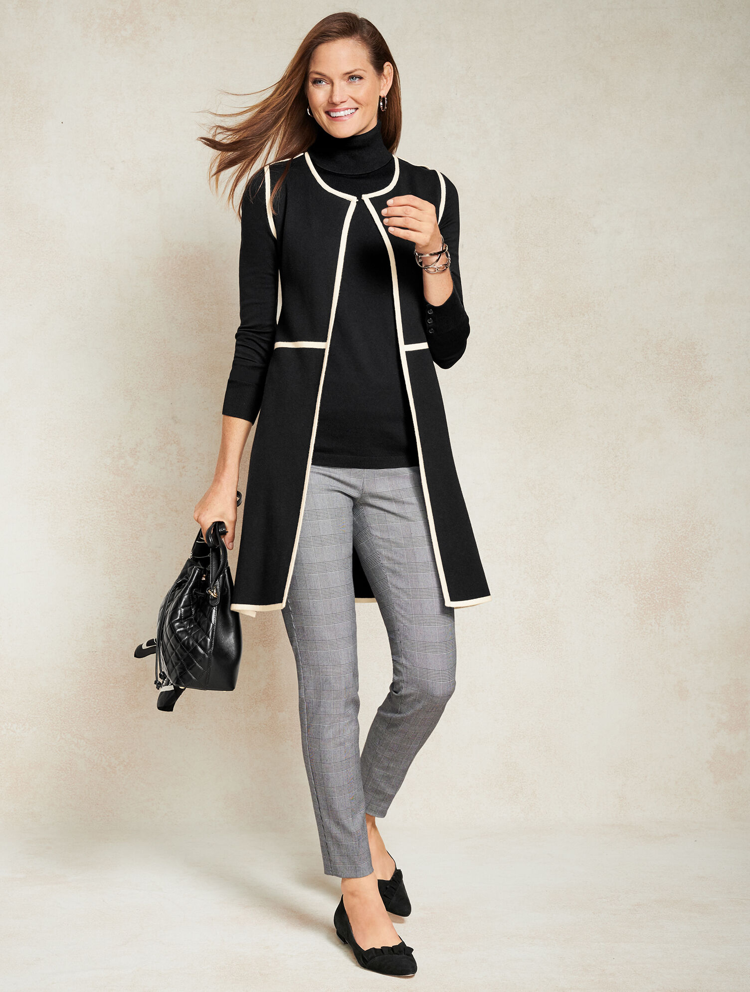 Button Cuff Turtleneck Sweater