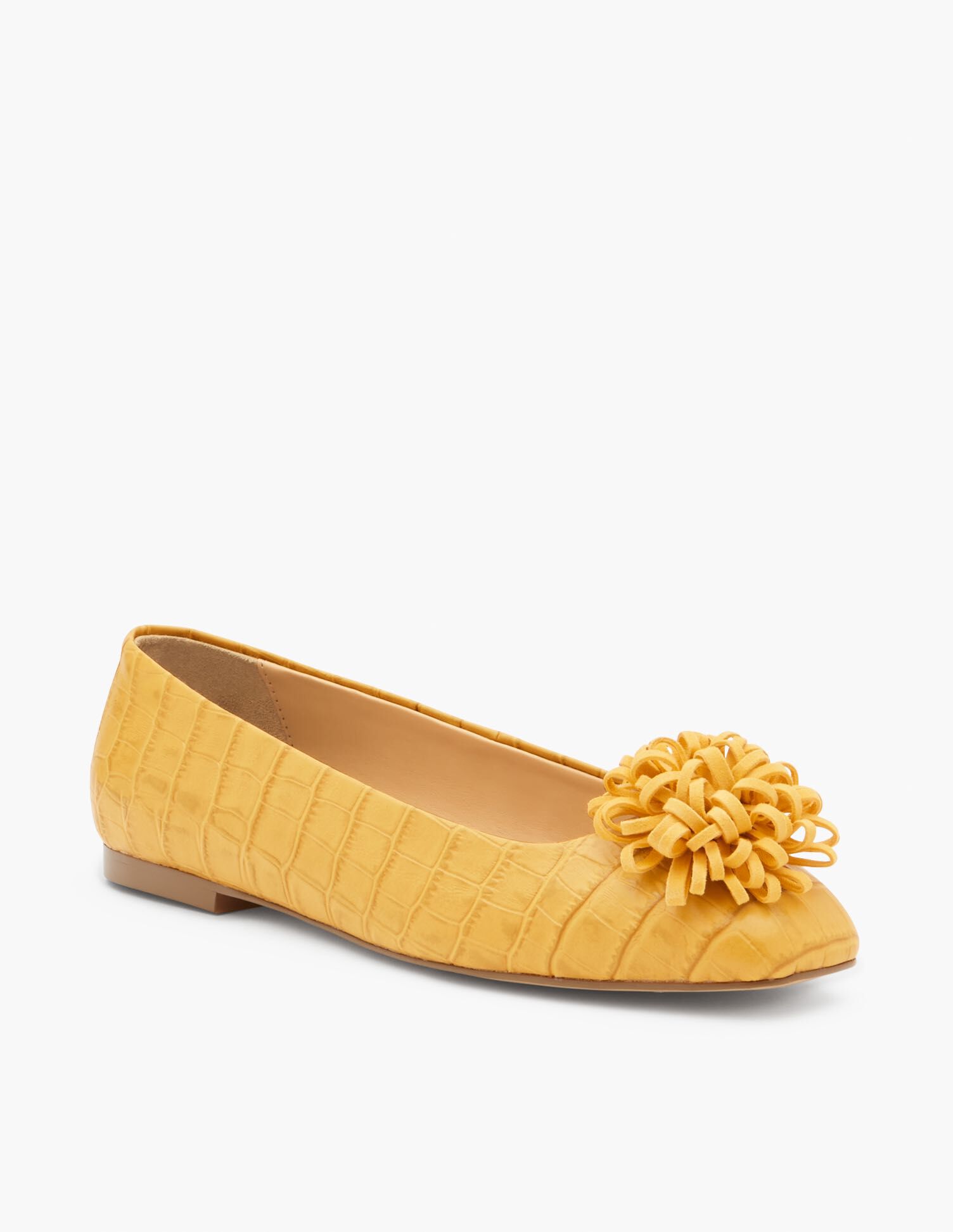 Stella Pom Pom Flats - Embossed Croc