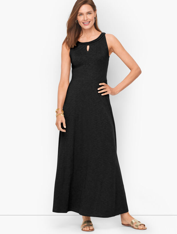 Braid Detail Slub Knit Maxi Dress