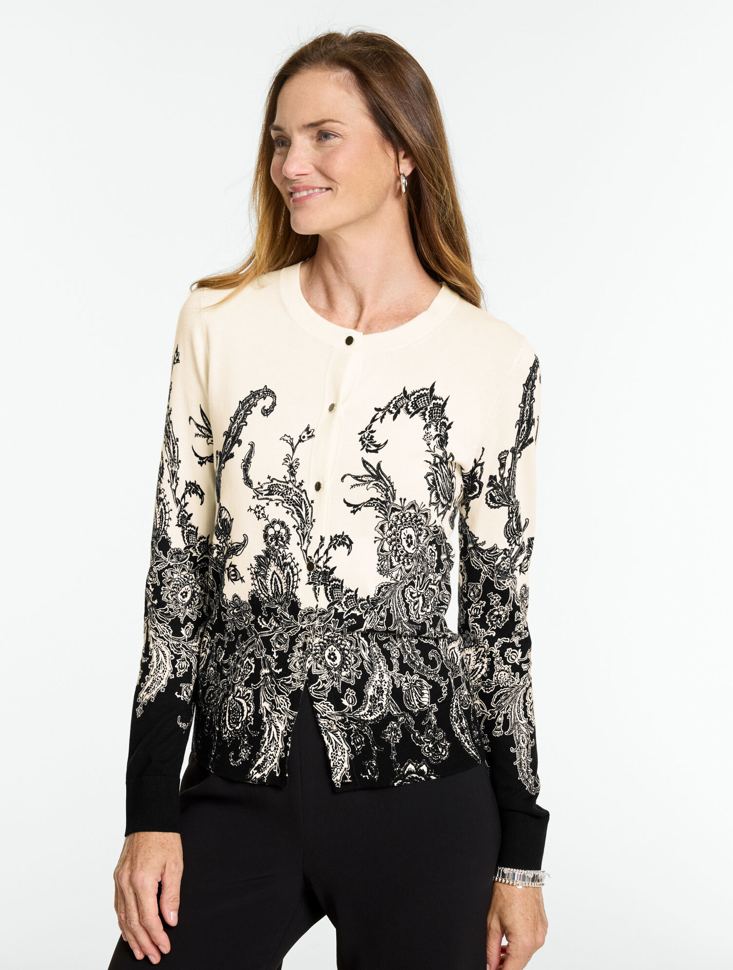 Occasion Crewneck Cardigan - Exquisite Paisley