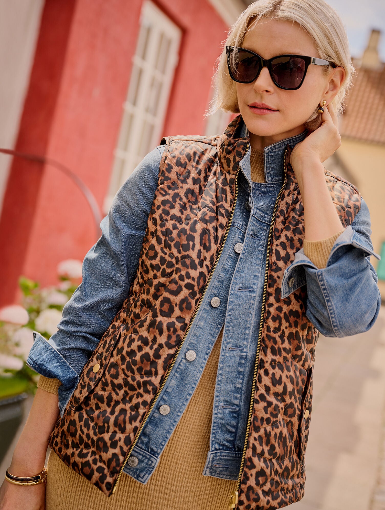 Reversible Quilted Vest - Leopard | Talbots