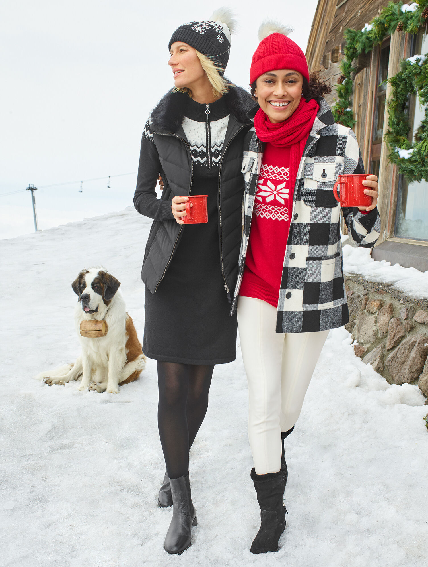 Half-Zip Sweater Dress - Pine Fair Isle | Talbots